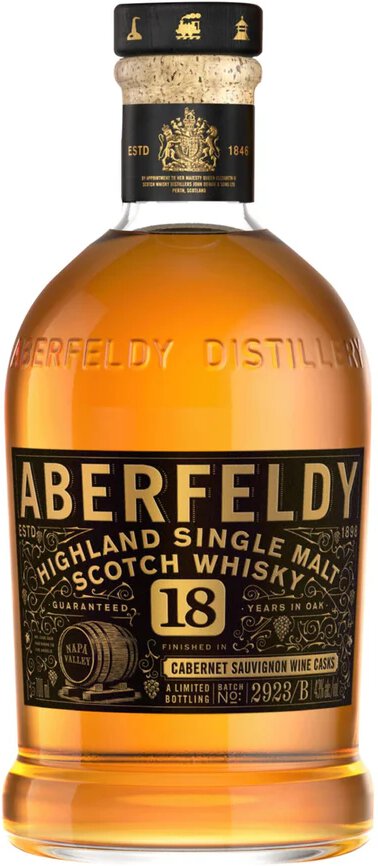 Aberfeldy Batch No: 2923/B 18 Years Old Finished In Cabernet Sauvignon Wine Casks Single Malt Scotch Whisky